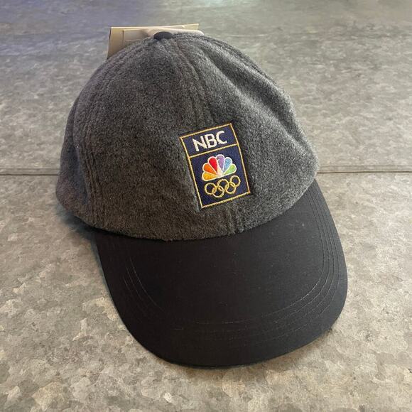 NWT Columbia NBC Olympics Fleece Hat Cap Vintage Embroidered Gray Black 90s Dad - Picture 1 of 12